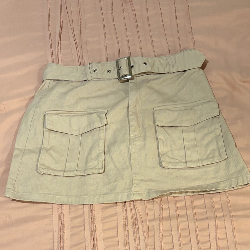 SHEIN Beige Mini Skirt with Belt